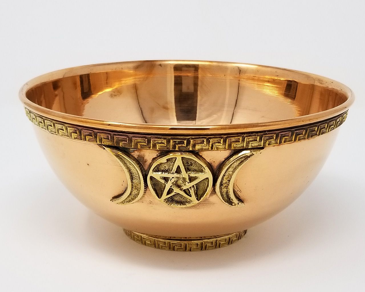 6" Triple Moon Pentagram Copper Bowl