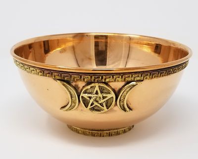 6" Triple Moon Pentagram Copper Bowl