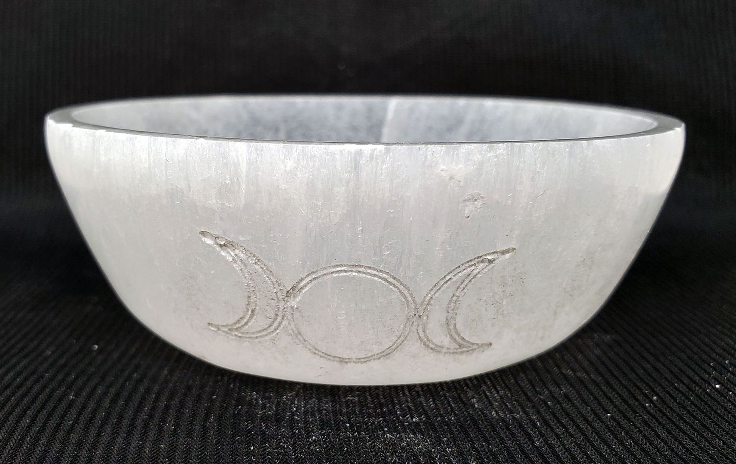 Selenite Offering Bowl 4" Engraved with Triple Moon