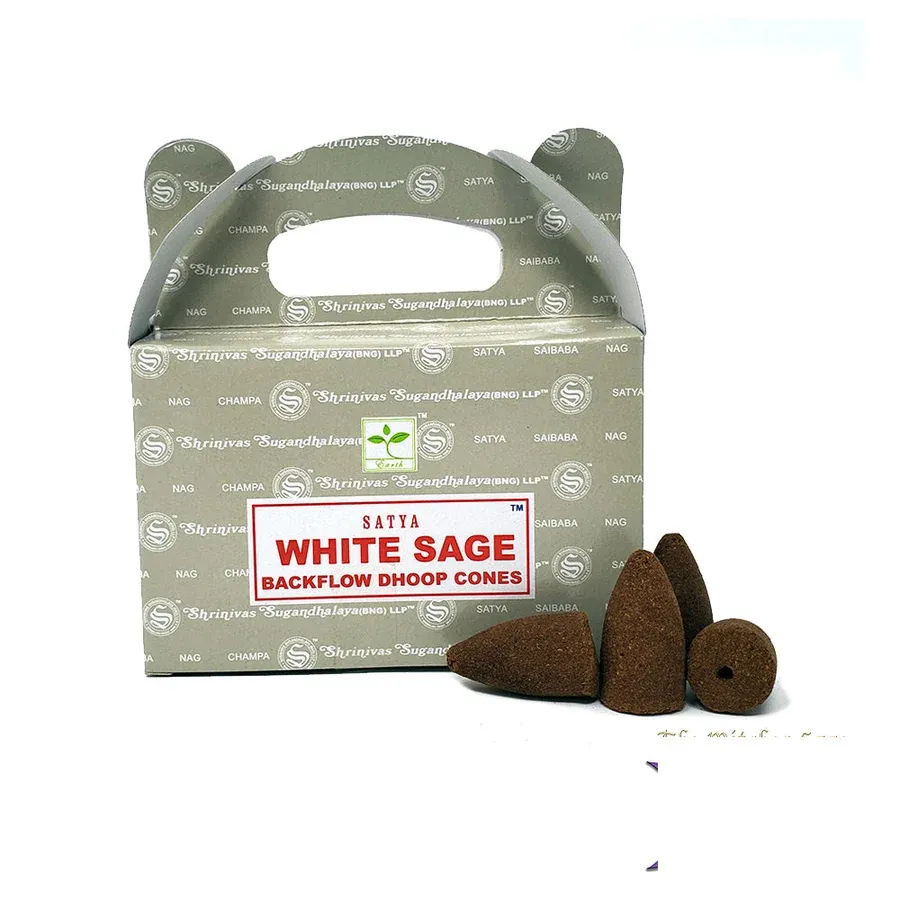Satya Backflow Incense Cones White Sage 24 per pack