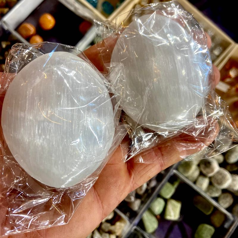 Selenite Palm Stone