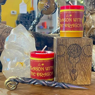 Luna Ignis Votive Spell Candle Flagon With The Dragon