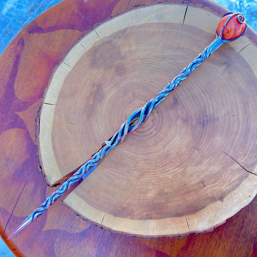 Ensorcell Artisan Wand Carnelian Rippled Vine Twist