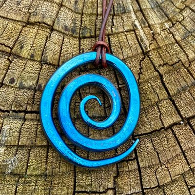 Luna Ignis Colorized Brushed Iron Celtic Spiral Amulet Pendant