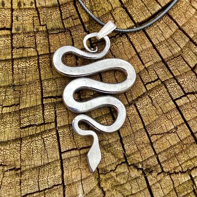 Luna Ignis Polished Iron Serpent Amulet Pendant