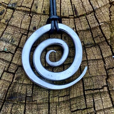 Luna Ignis Polished Iron Celtic Spiral Amulet Pendant