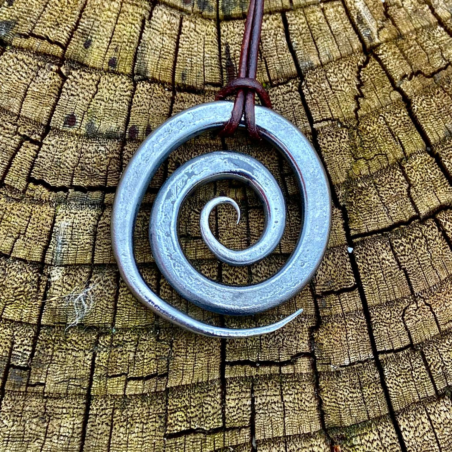 Luna Ignis Brushed Iron Celtic Spiral Amulet Pendant