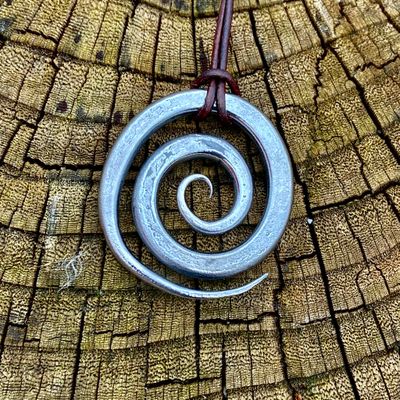 Luna Ignis Brushed Iron Celtic Spiral Amulet Pendant
