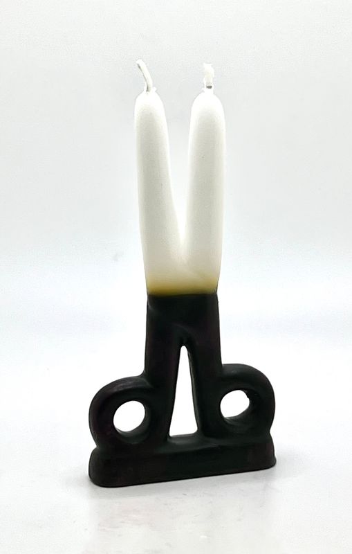 Scissor Shaped Candle- White &amp; Black