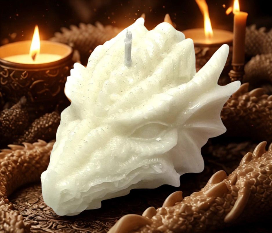 White Dragon Head Candle