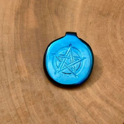 Luna Ignis Colorized Polished Iron Pentacle Amulet Pendant