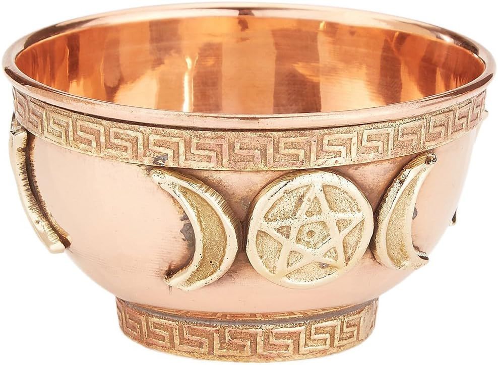 3" Copper Offering Bowls Triple Moon Pentacle
