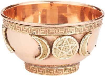 3" Copper Offering Bowls Triple Moon Pentacle