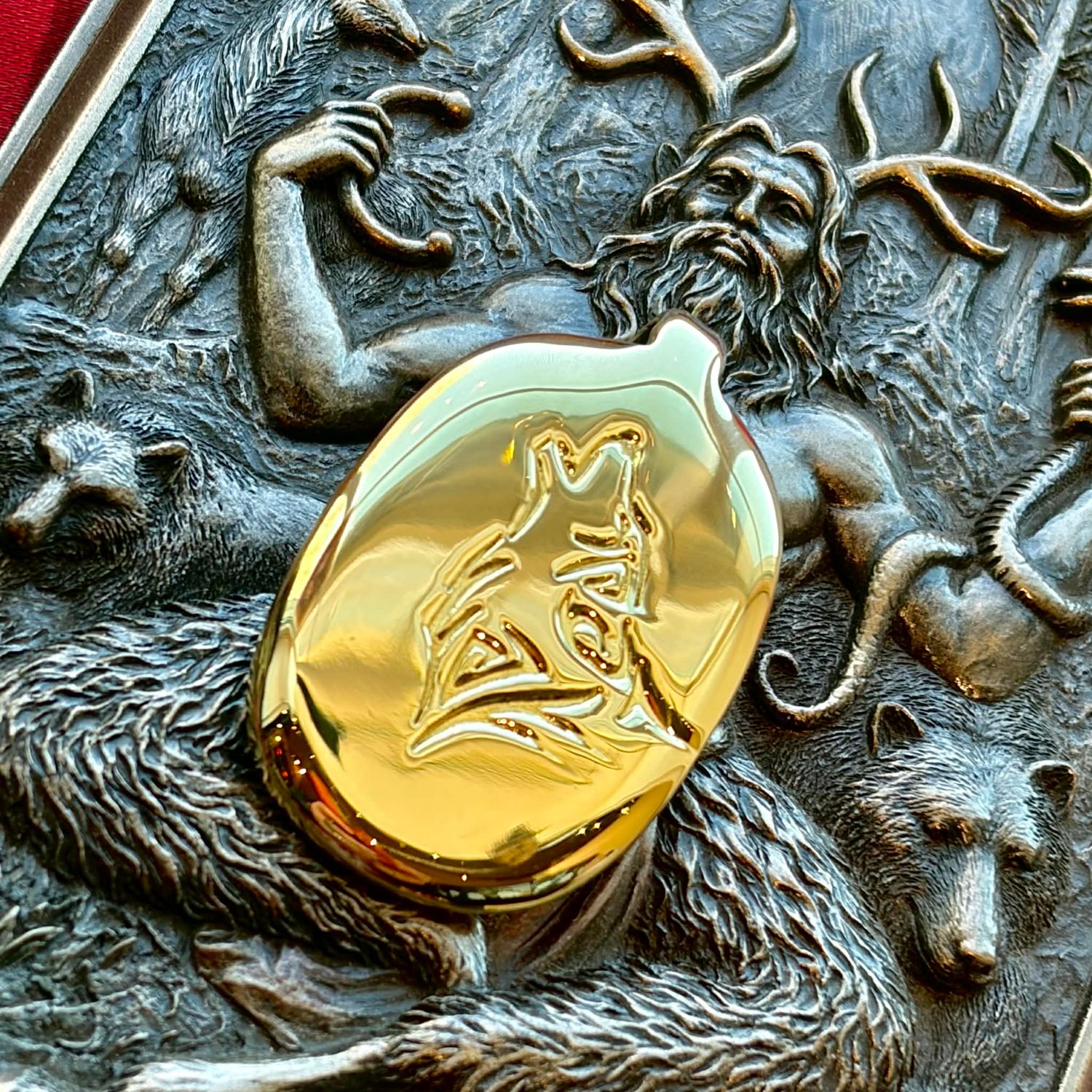 Luna Ignis Brass Totem Celtic Wolf Pendant