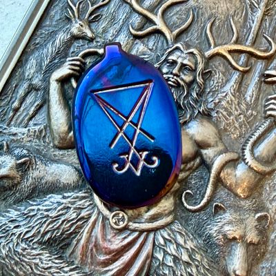 Luna Ignis Colorized Polished Iron Sigil Of Lucifer Pendant