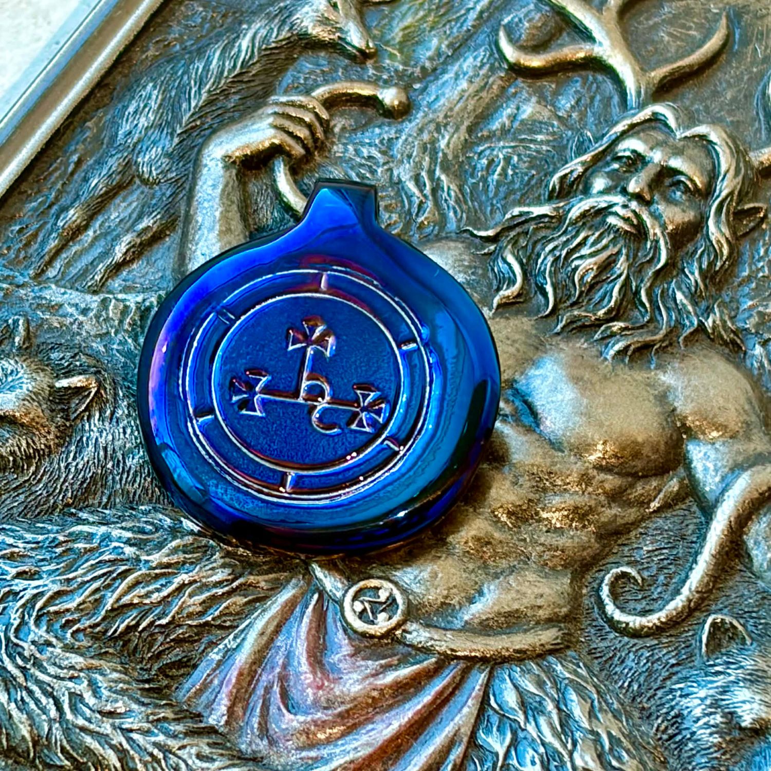 Luna Ignis Colorized Polished Iron Sigil Of Lilith Pendant