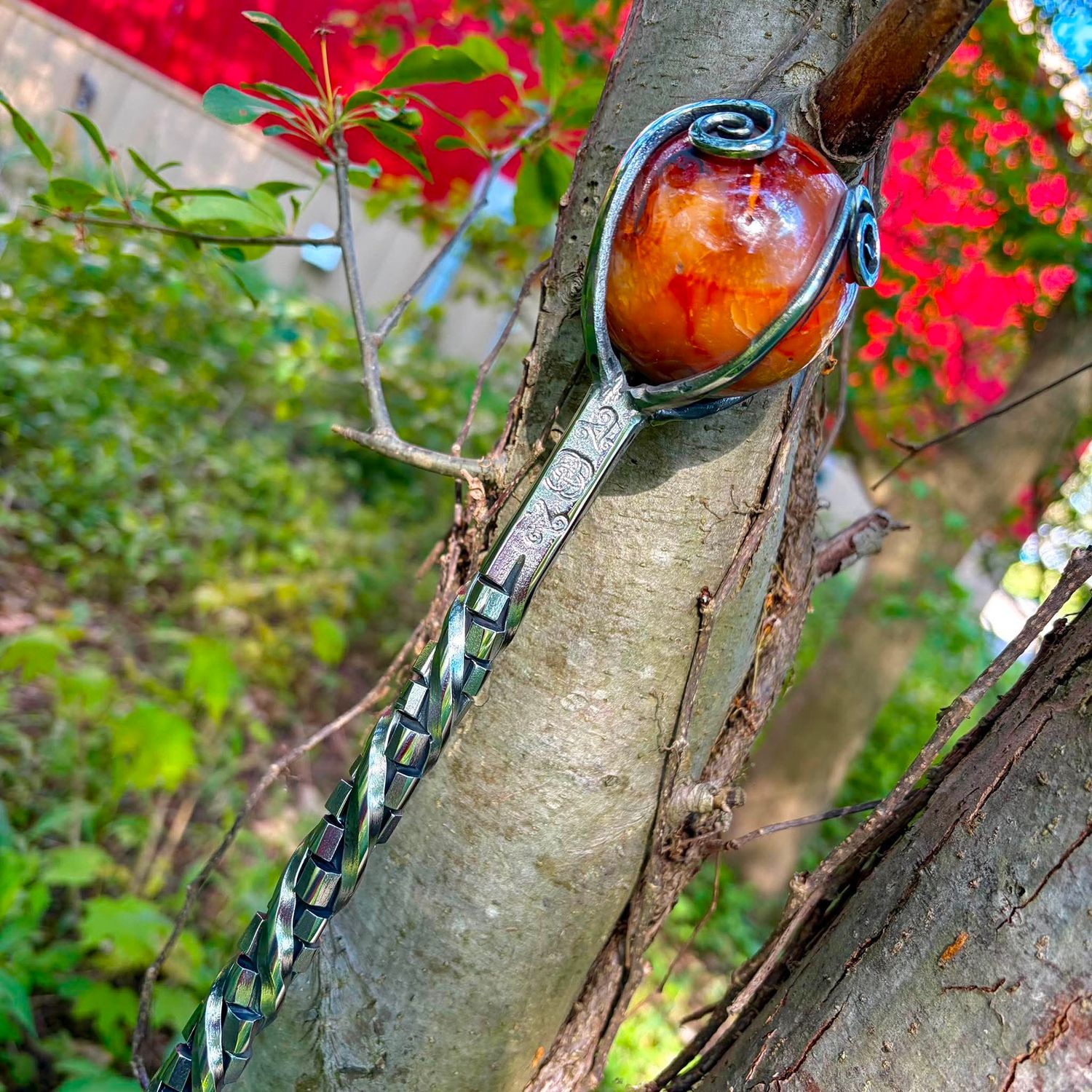 Luna Ignis Hand Forged Iron Witch's Staff With Carnelian