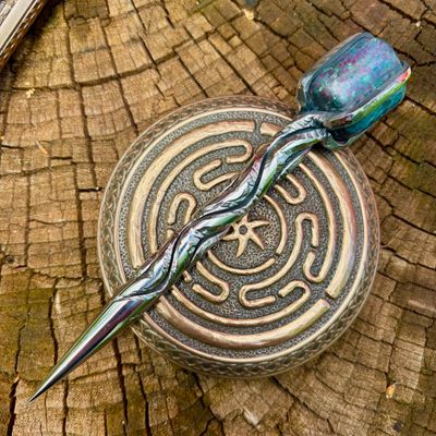 Crystal Burin With Ruby Kyanite Rippled Vine Twist