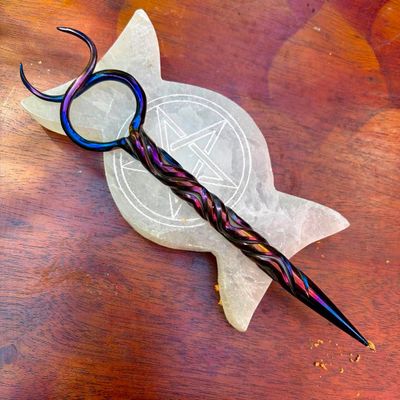Horned God Burin or Candle Scribe Vine Twist Iridescent