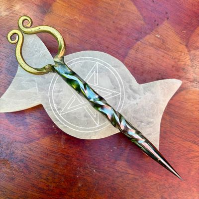 Celtic Stang Burin or Candle Scribe Vine Twist Brass Plated