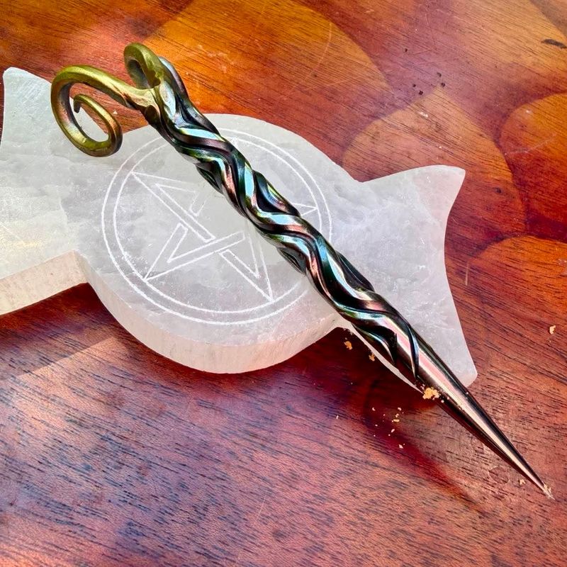 Rams Horns Burin or Candle Scribe Vine Twist Brass Plated