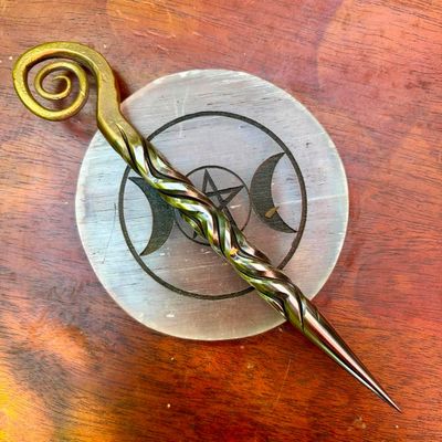Celtic Spiral Burin or Candle Scribe Vine Twist Brass Plated