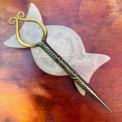 Celtic Stang Burin or Candle Scribe Triple Twist Brass Plated