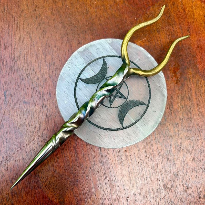 Stang Burin or Candle Scribe Vine Twist Brass Plated