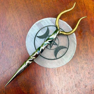 Stang Burin or Candle Scribe Vine Twist Brass Plated