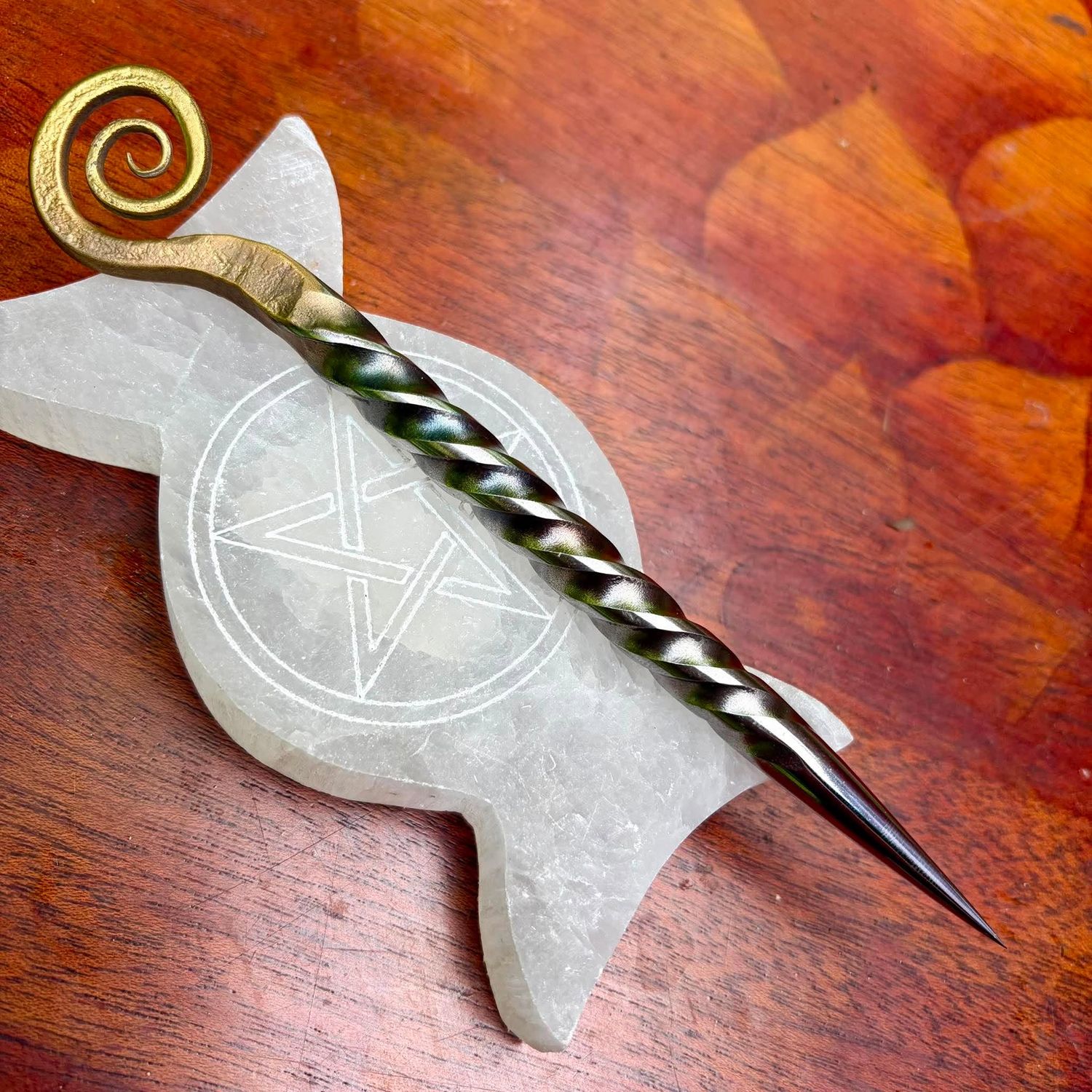Celtic Spiral Burin or Candle Scribe Single Twist Brass Plated