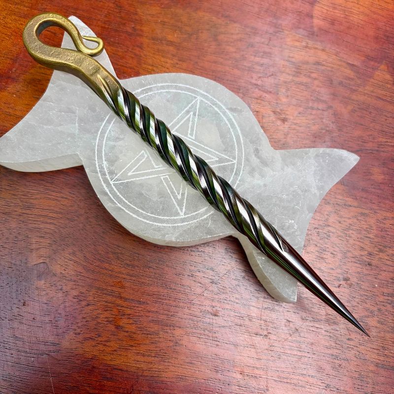 Celtic Hook Burin or Candle Scribe  Rope Twist Brass Plated