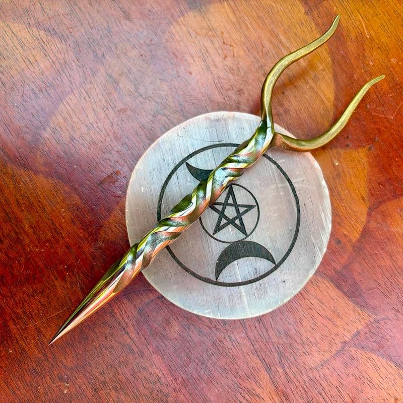 Stang Burin or Candle Scribe Vine Twist Brass Plated