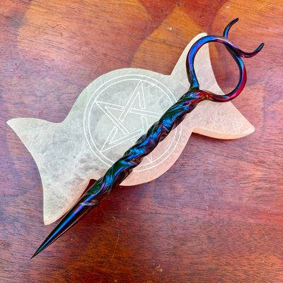 Horned God Burin or Candle Scribe Vine Twist Iridescent