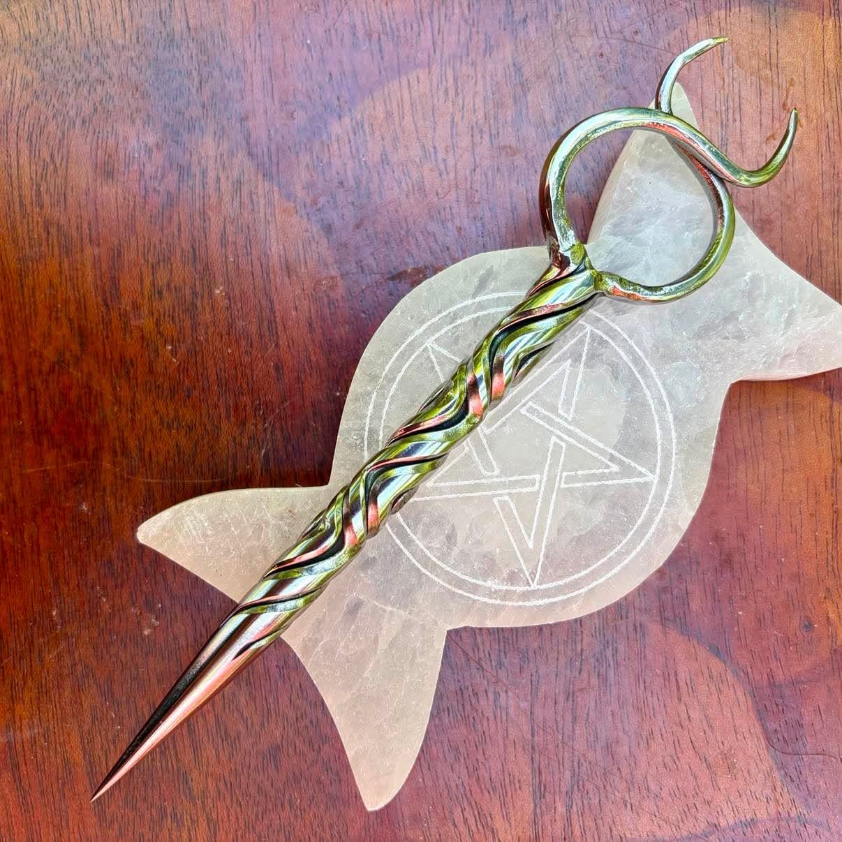 Horned God Burin or Candle Scribe Vine Twist Polished