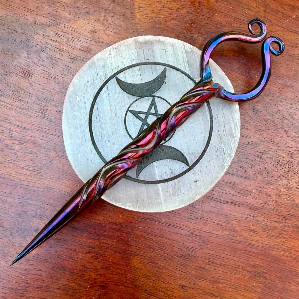 Celtic Stang Burin or Candle Scribe Vine Twist Iridescent