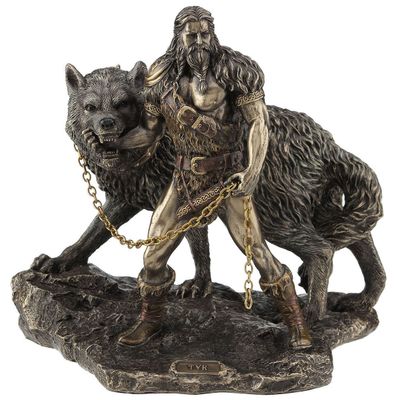 Tyr &amp; the Binding of Fenrir Statue 9"