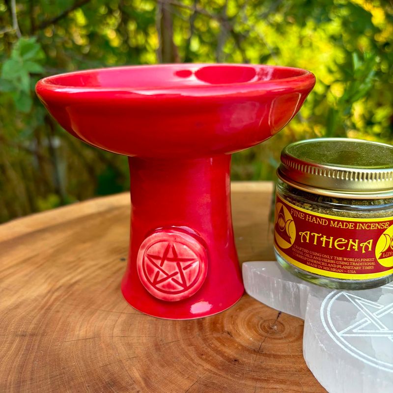 Luna Ignis Ceramic Incense Burner Red Pentacle Luna Ignis Ceramic Incense Burner Red Pentacle