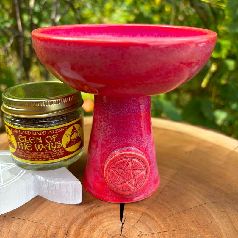 Luna Ignis Ceramic Incense Burner Hot Pink Pentacle Luna Ignis Ceramic Incense Burner Hot Pink Pentacle