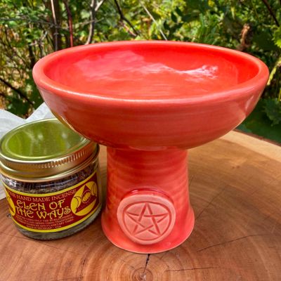 Luna Ignis Ceramic Incense Burner Orange Pentacle
