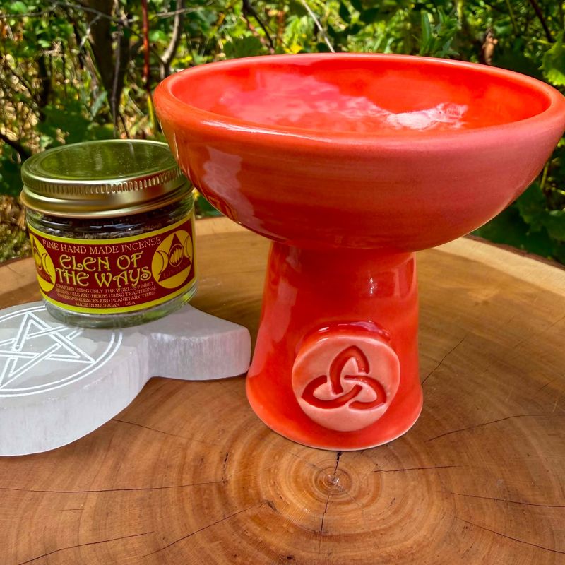 Luna Ignis Ceramic Incense Burner Orange Triquetra Luna Ignis Ceramic Incense Burner Orange Triquetra