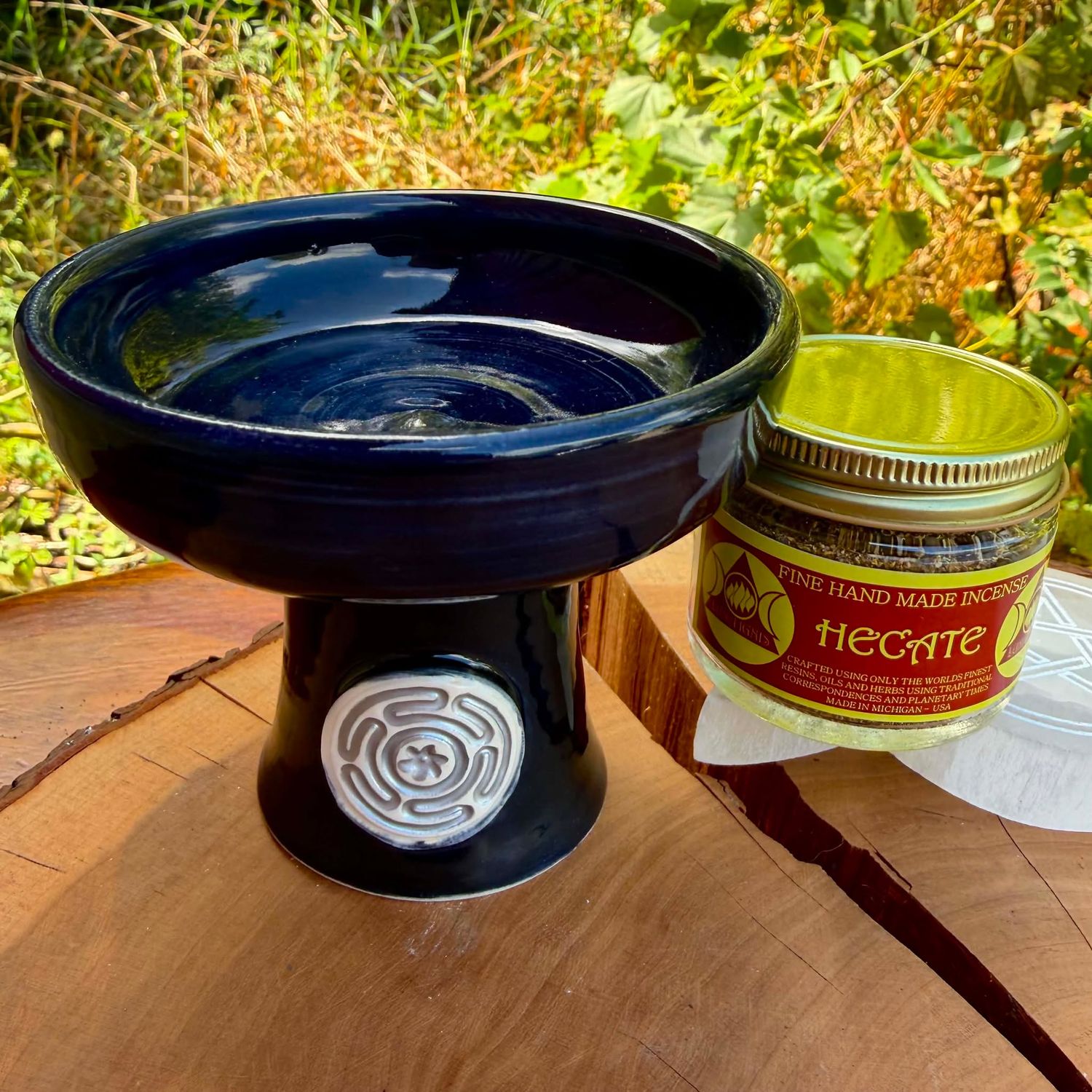Luna Ignis Ceramic Incense Burner Hecate Black Silver Luna Ignis Ceramic Incense Burner Hecate Black Silver