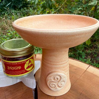 Luna Ignis Ceramic Incense Burner Peach Triskelion