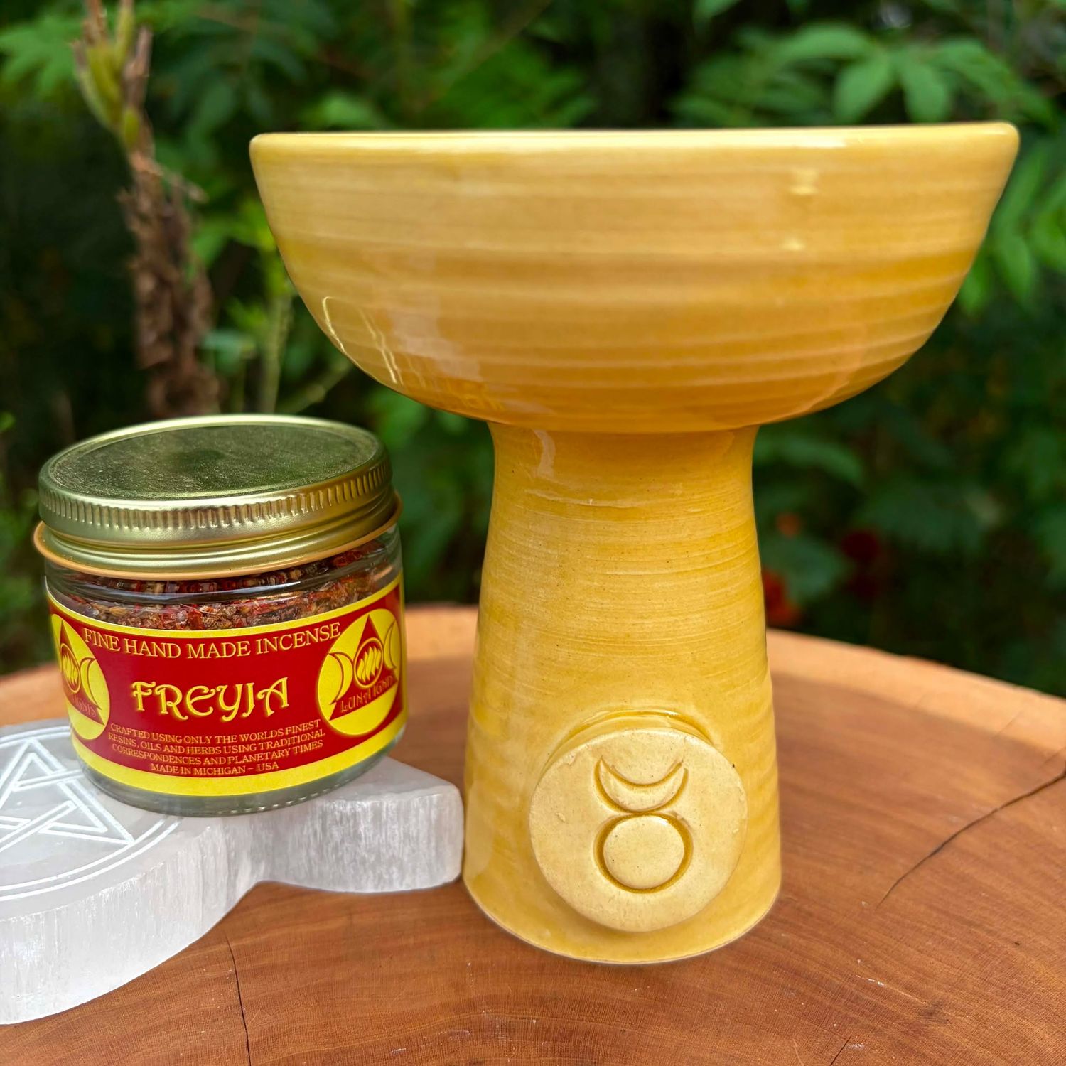 Luna Ignis Ceramic Incense Burner Yellow Horned God