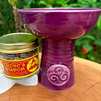 Luna Ignis Ceramic Incense Burner Purple Triskelion