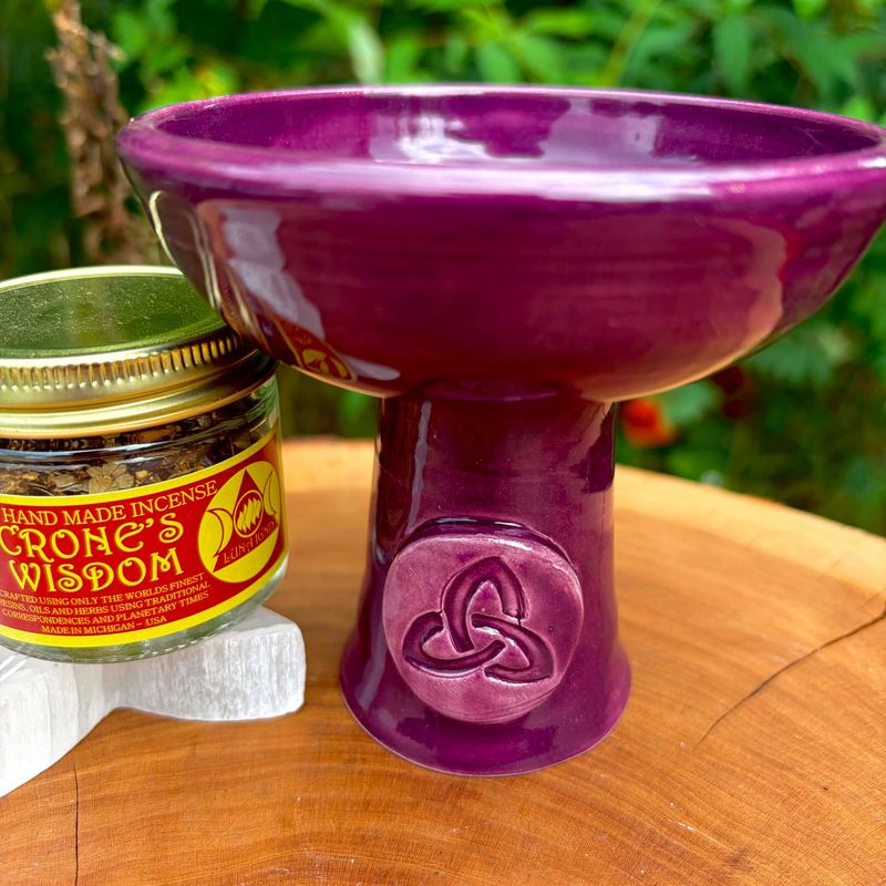 Luna Ignis Ceramic Incense Burner Purple Triquetra Luna Ignis Ceramic Incense Burner Purple Triquetra