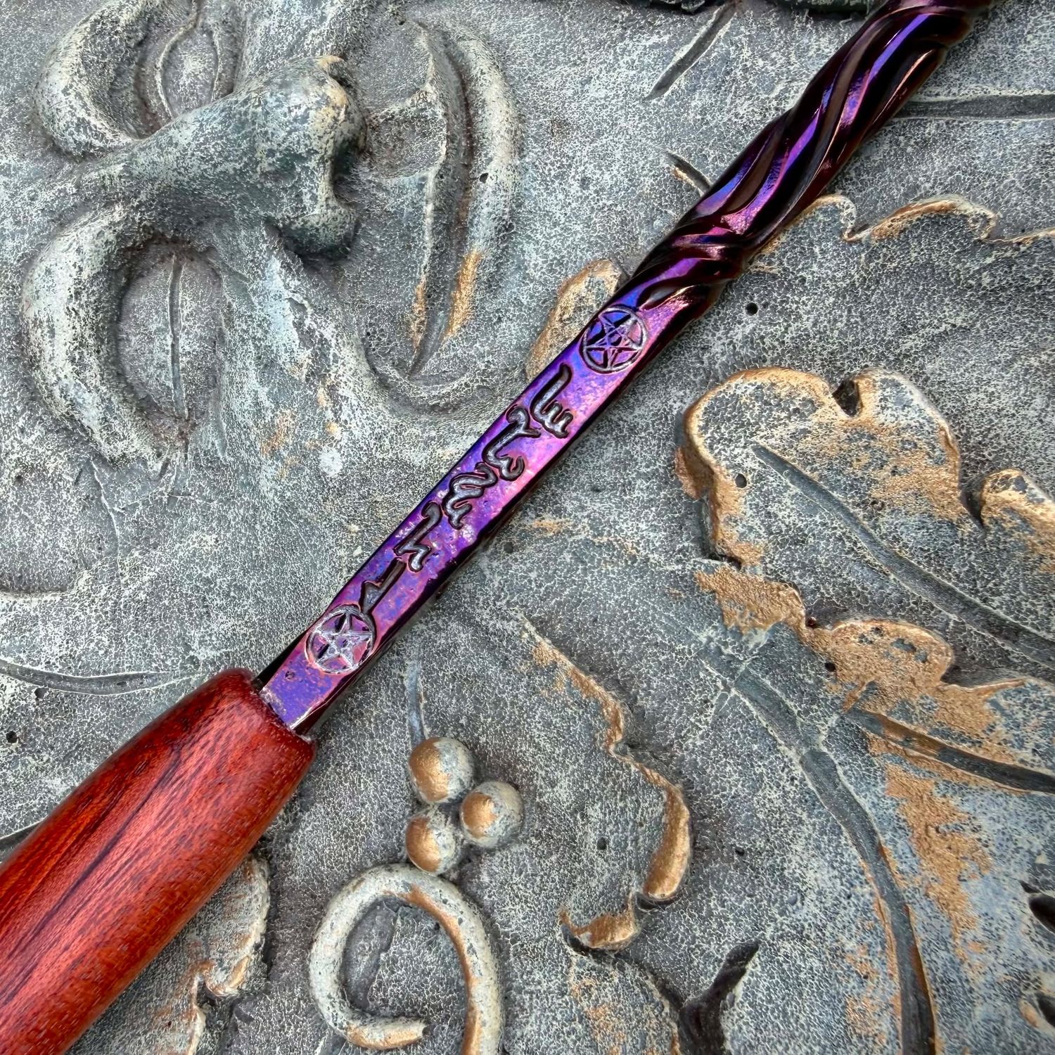 Four Elements Iron Wand Bloodwood Handle 2 Four Elements Iron Wand Bloodwood Handle 2