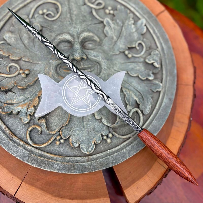 Four Elements Iron Wand  Lacewood Handle 1