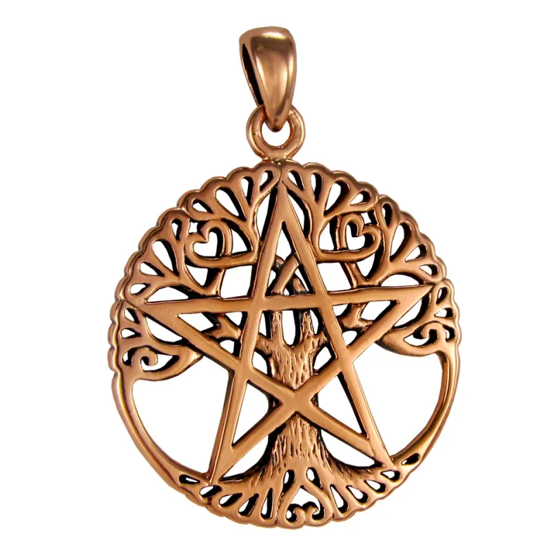 Copper Cut Out Tree Pentacle Pendant