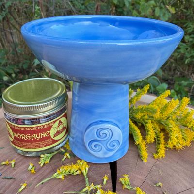 Luna Ignis Ceramic Incense Burner Light Blue Triskelion