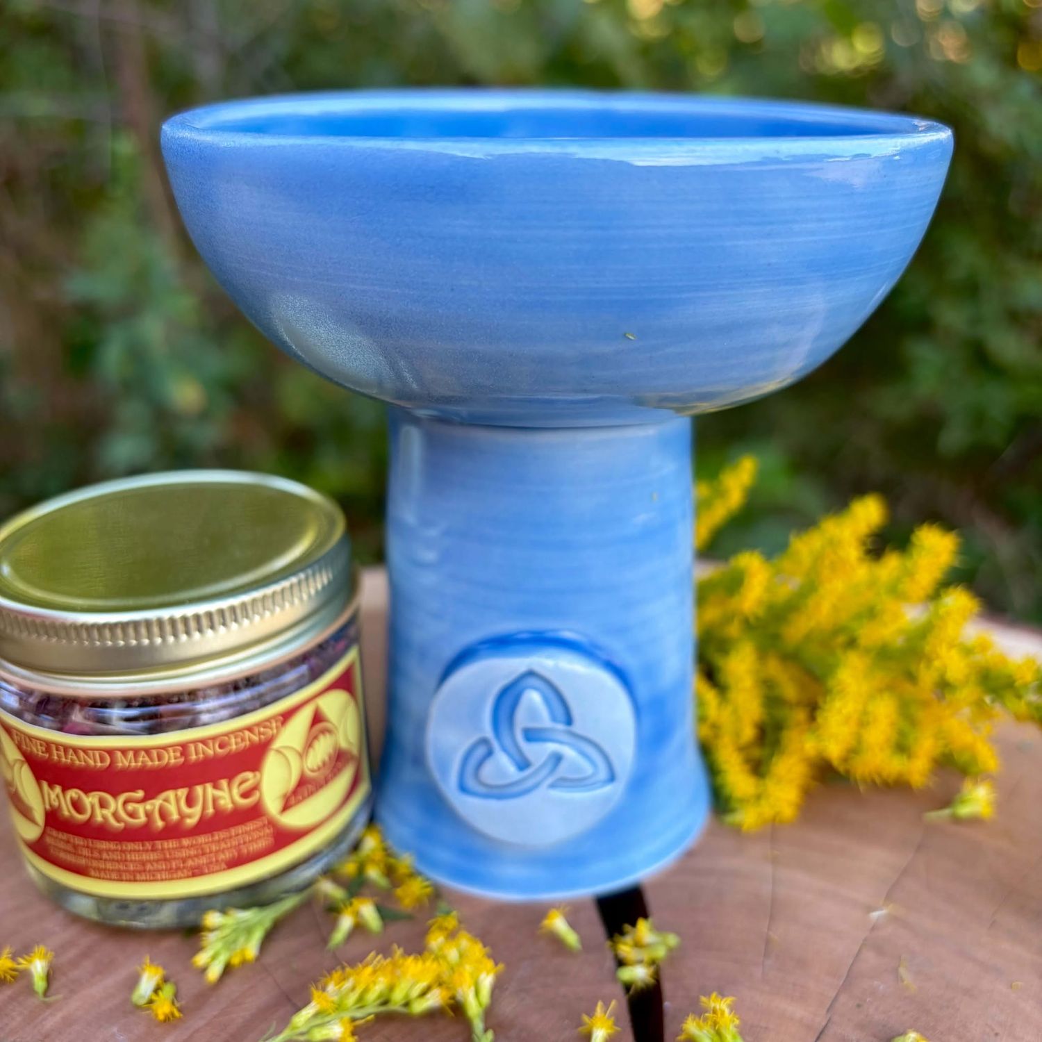 Luna Ignis Ceramic Incense Burner Light Blue Triquetra Luna Ignis Ceramic Incense Burner Light Blue Triquetra
